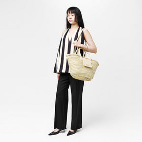 Women's Textured Palm Leaf Le Panier Soli Tote Bag