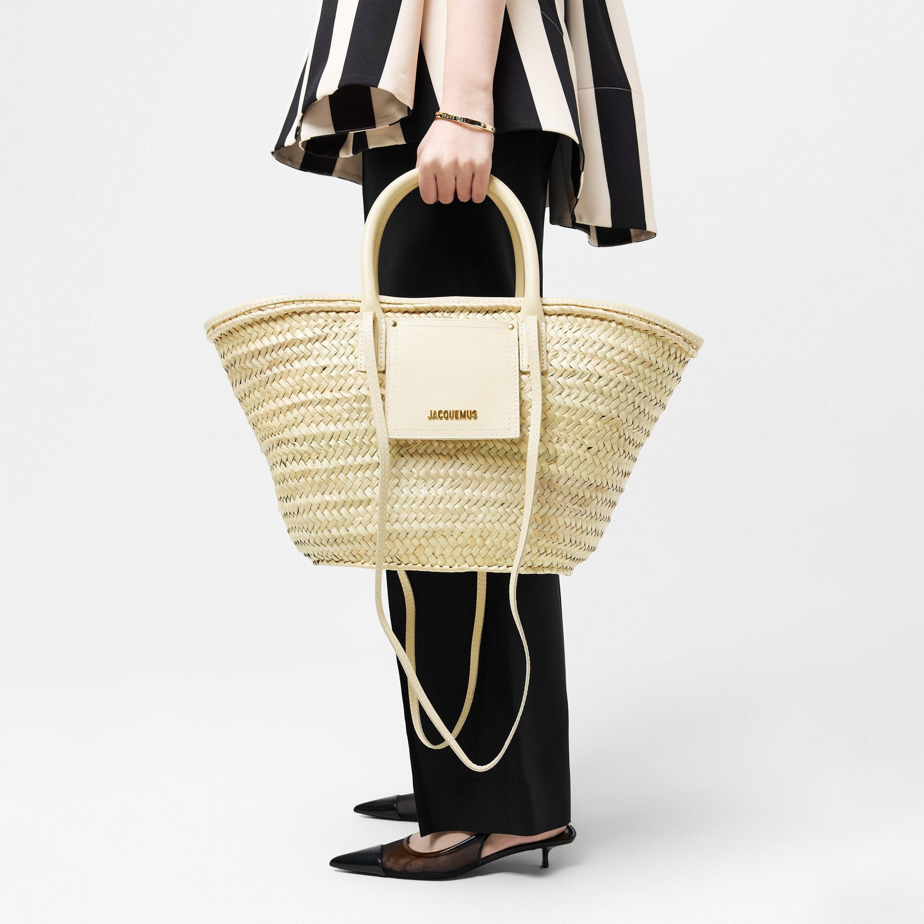 Women's Textured Palm Leaf Le Panier Soli Tote Bag