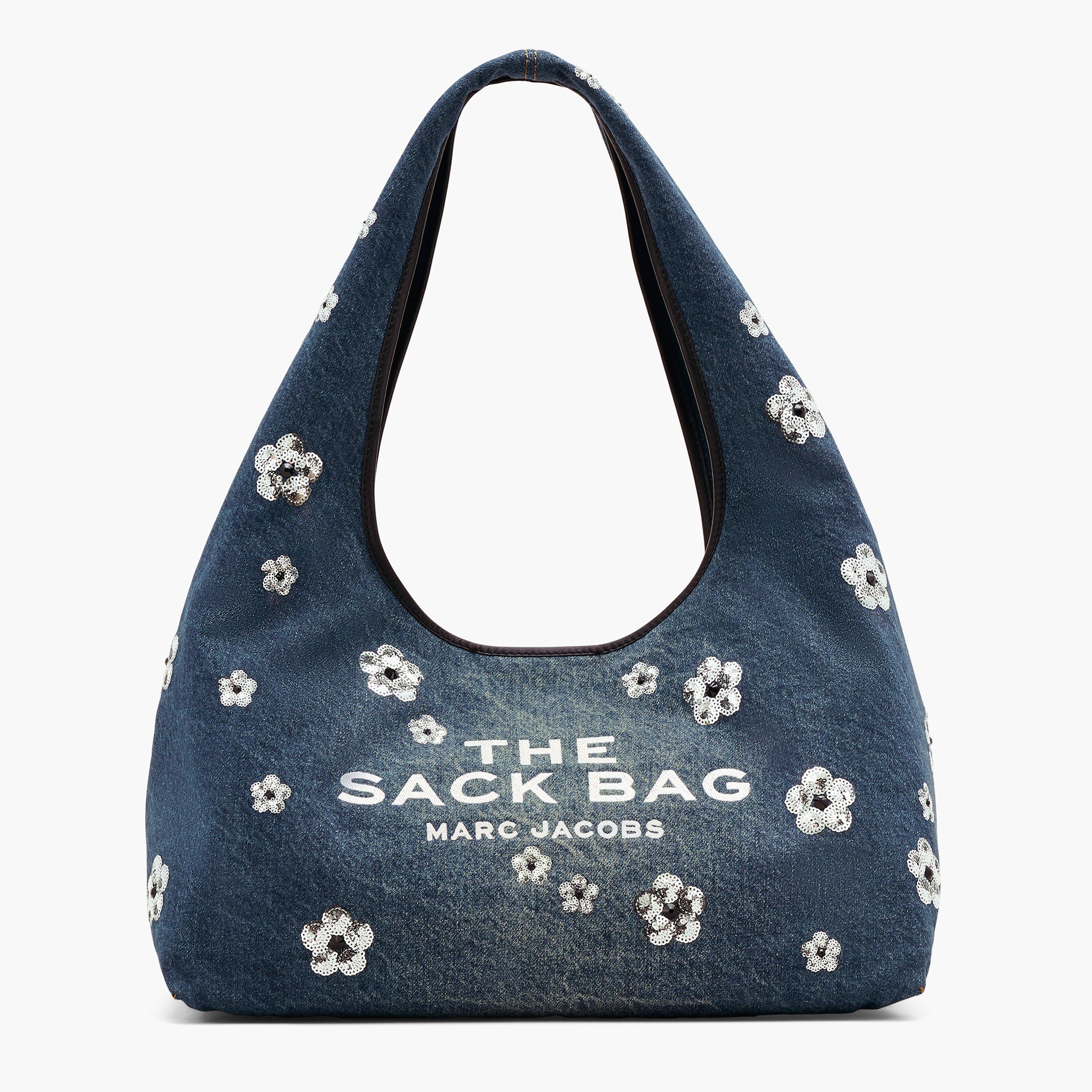 Sequin Daisy Denim Sack Bag