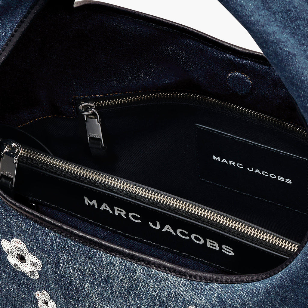 Sequin Daisy Denim Sack Bag