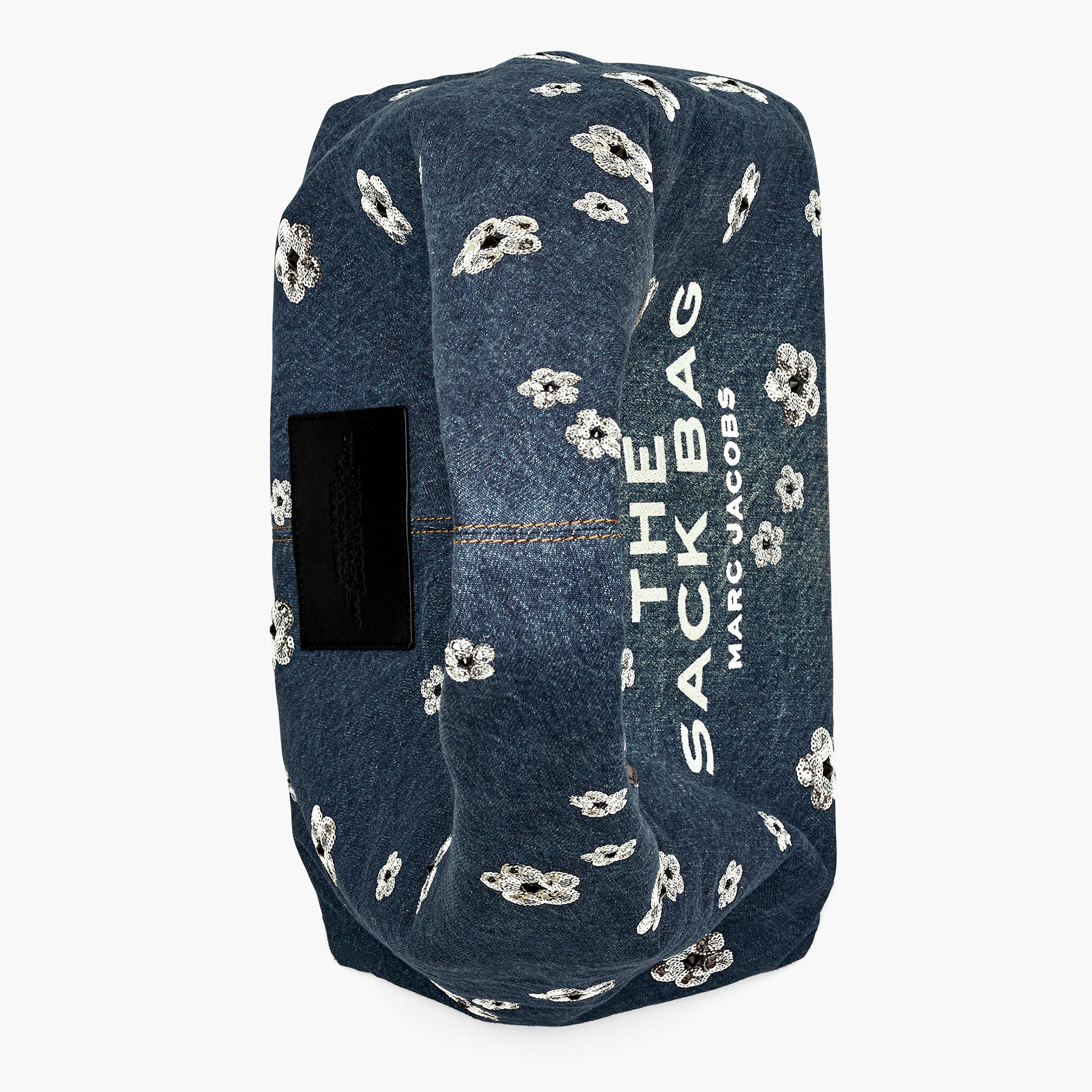 Sequin Daisy Denim Sack Bag