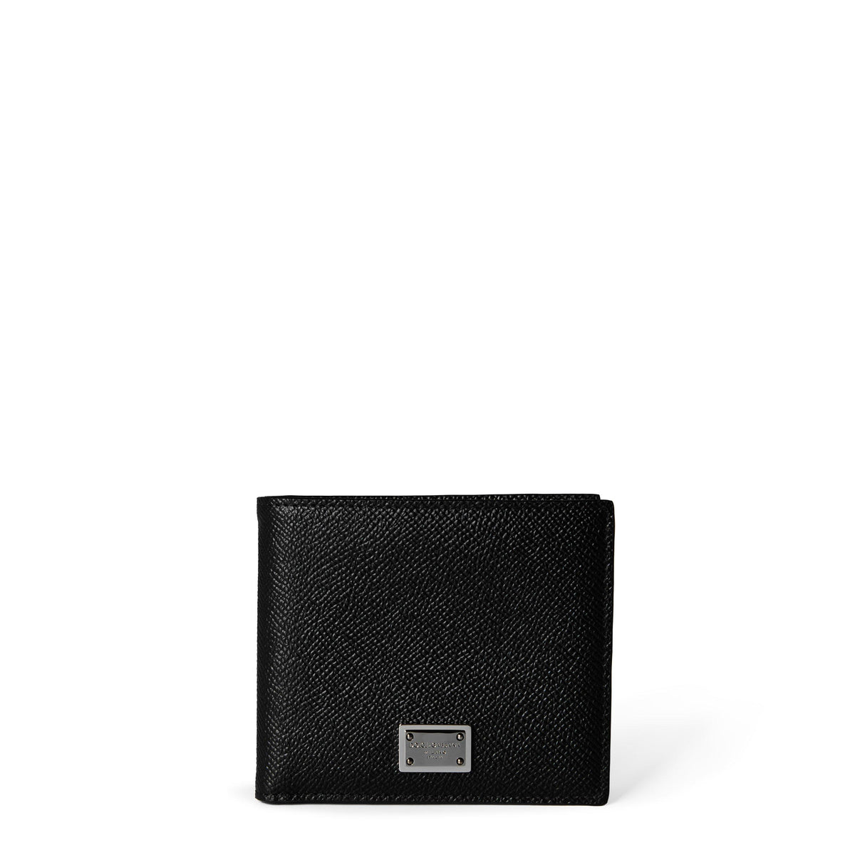 Men's Logo Plaque Calf Leather Bi-Fold Wallet