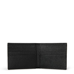 Men's Logo Plaque Calf Leather Bi-Fold Wallet