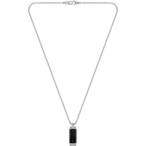 Men's Bennett Dog Tag Necklace, Stainless Steel Box Chain
