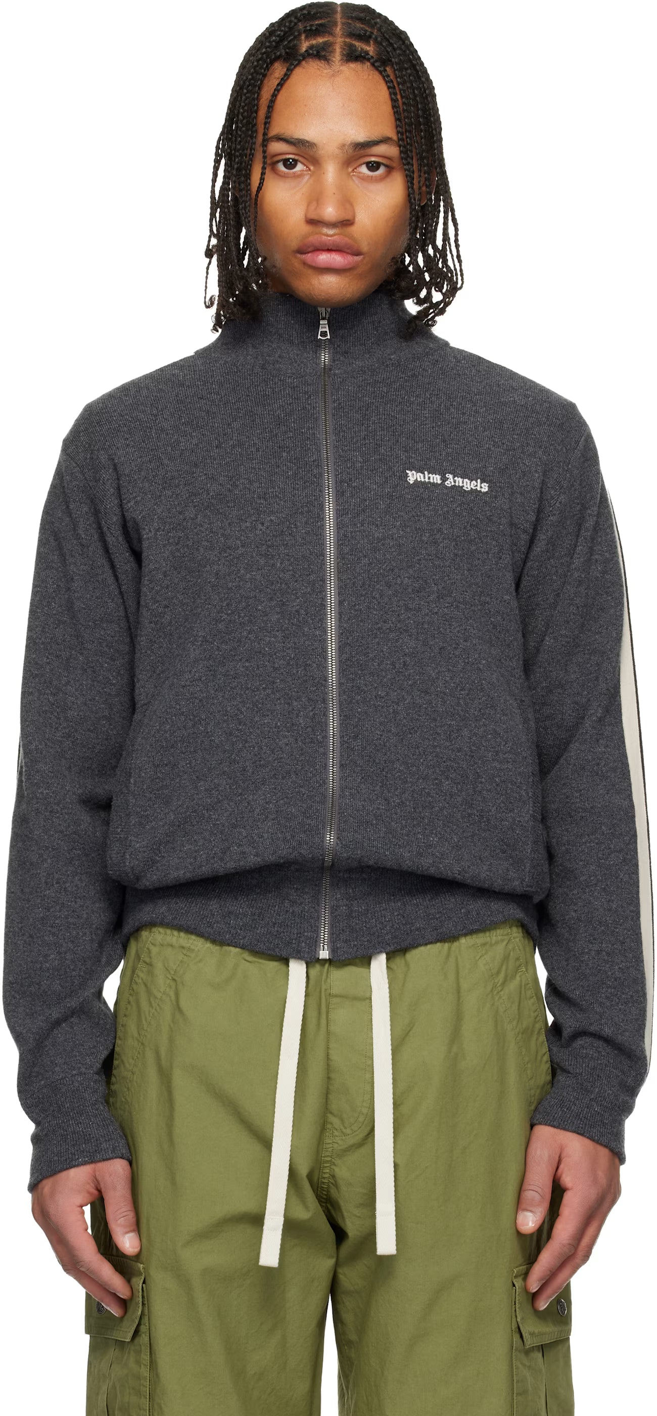 Gray Classic Logo Knit Track Jacket