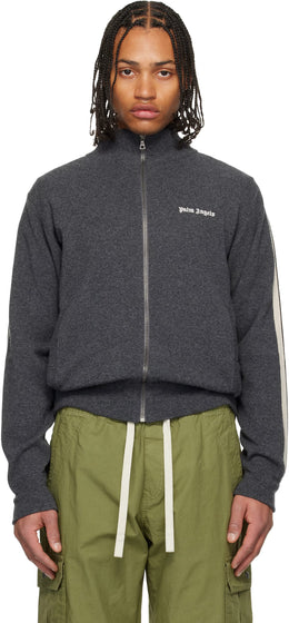 Gray Classic Logo Knit Track Jacket