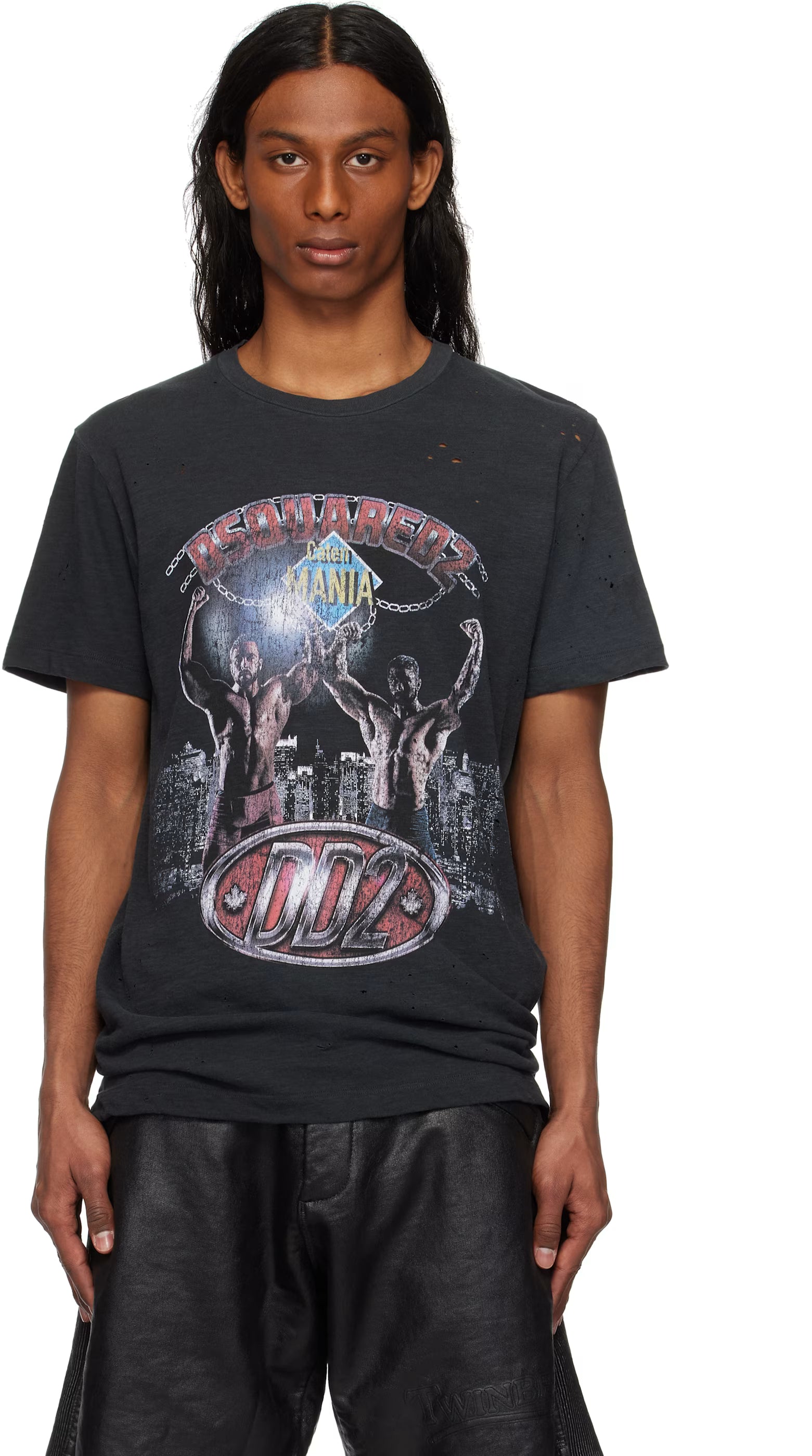 Black Supervintage Dyed Cigarette Fit T-shirt