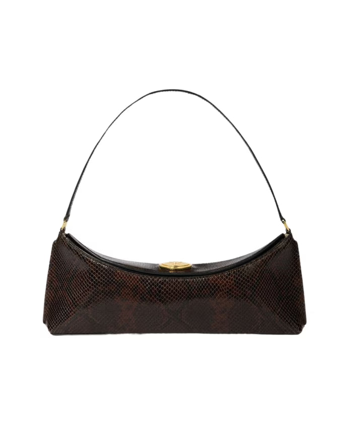 Dark Brown Ovalo Leather Clutch