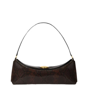 Dark Brown Ovalo Leather Clutch