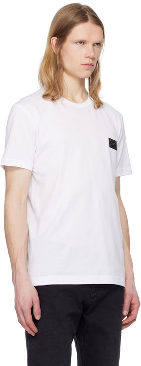Dolce&Gabbana White Cotton Branded Tag T-shirt