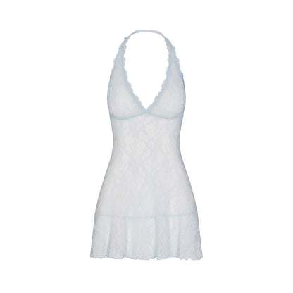 Stretch Lace Halter Mini Dress