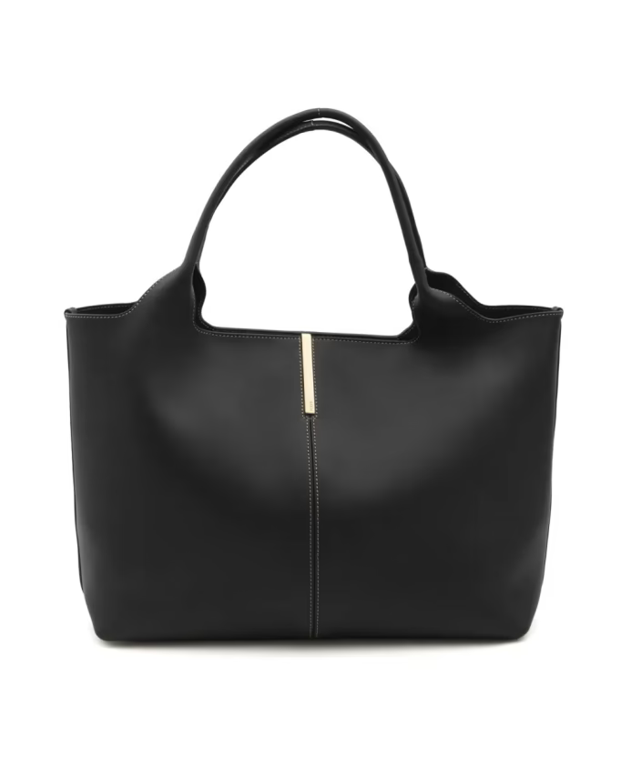 Black Shopping Bag with Metal Bar