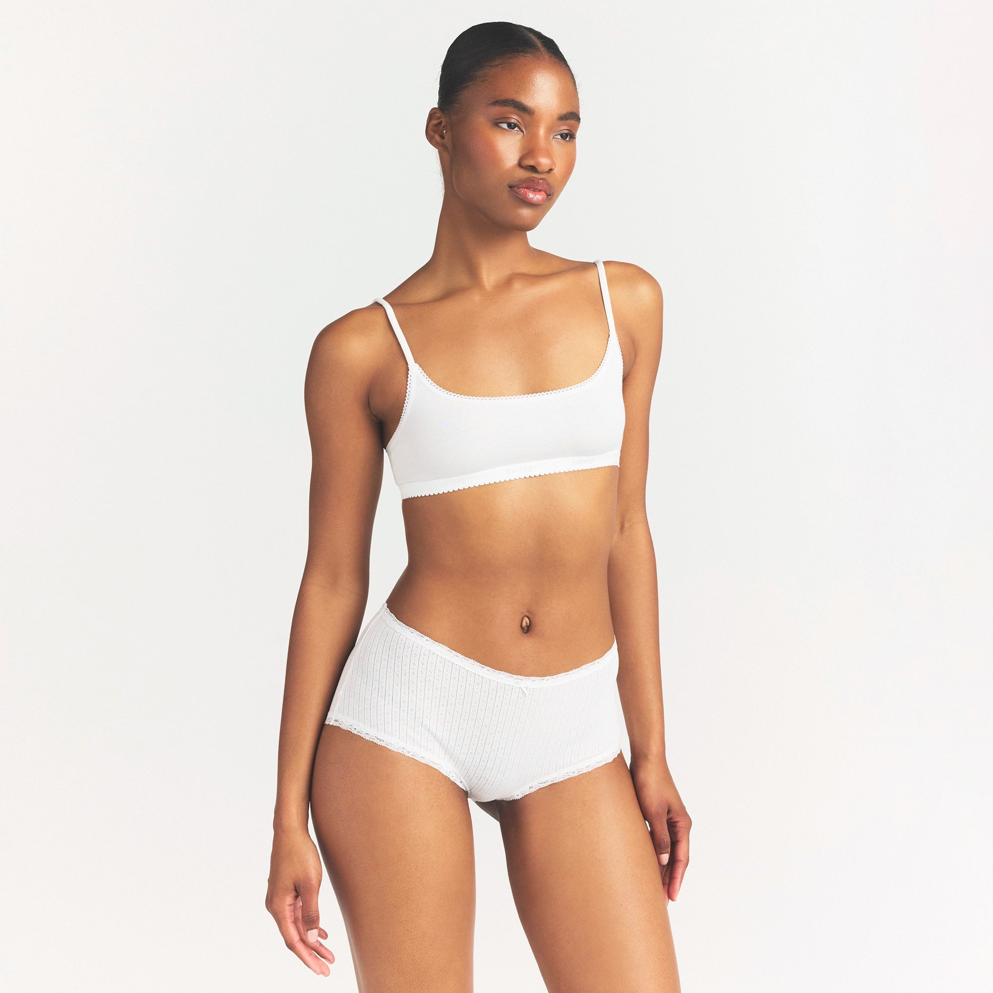 Lightweight Cotton Pointelle Lace Boy Short