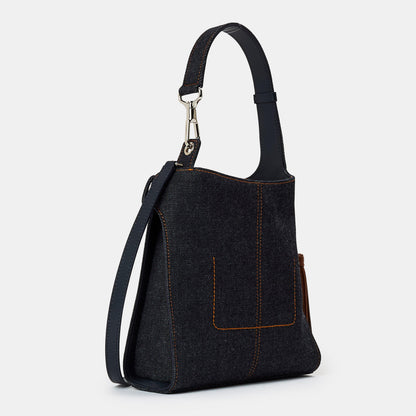 Mini Denim Belted Hobo Bag
