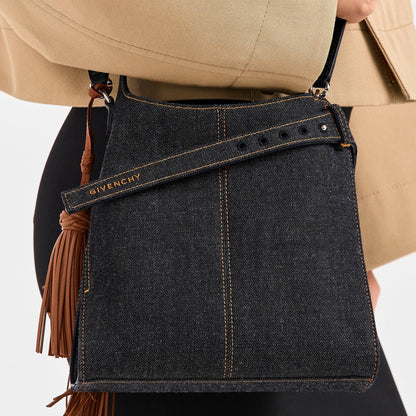 Mini Denim Belted Hobo Bag