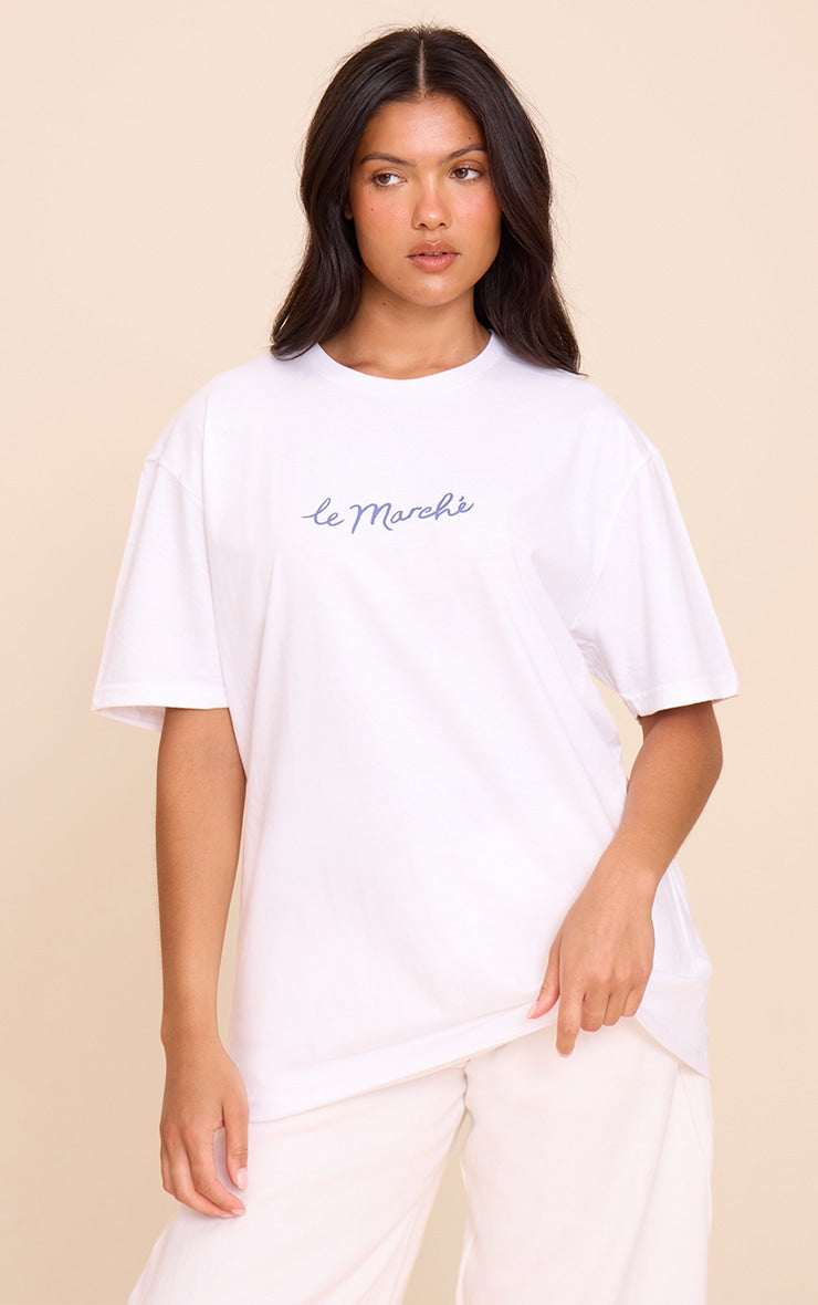 White Le Marche Graphic Oversized T-shirt