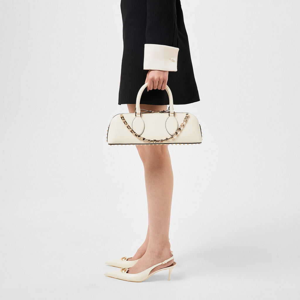 Rockstud East-West Leather Handbag