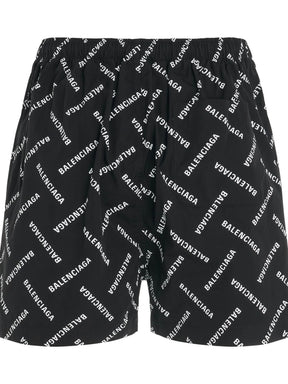 All-Over Logo Pyjama Shorts in Black/White