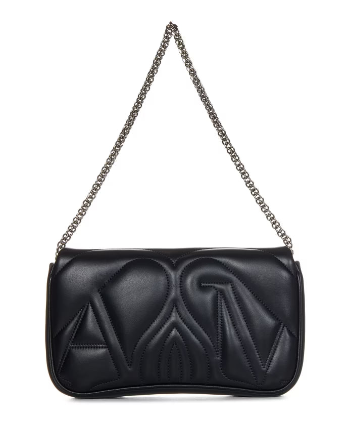Quilted Seal Logo Shoulder Bag Black