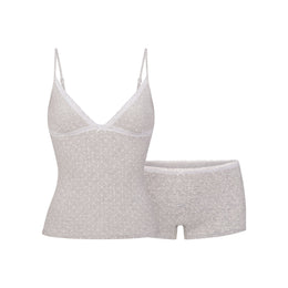 Lightweight Cotton Pointelle Lace Cami and Boy Short Set