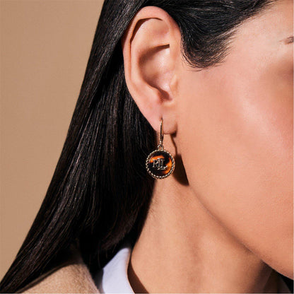 Lauren Ralph Lauren Tortoise & Gold Logo Drop Earrings