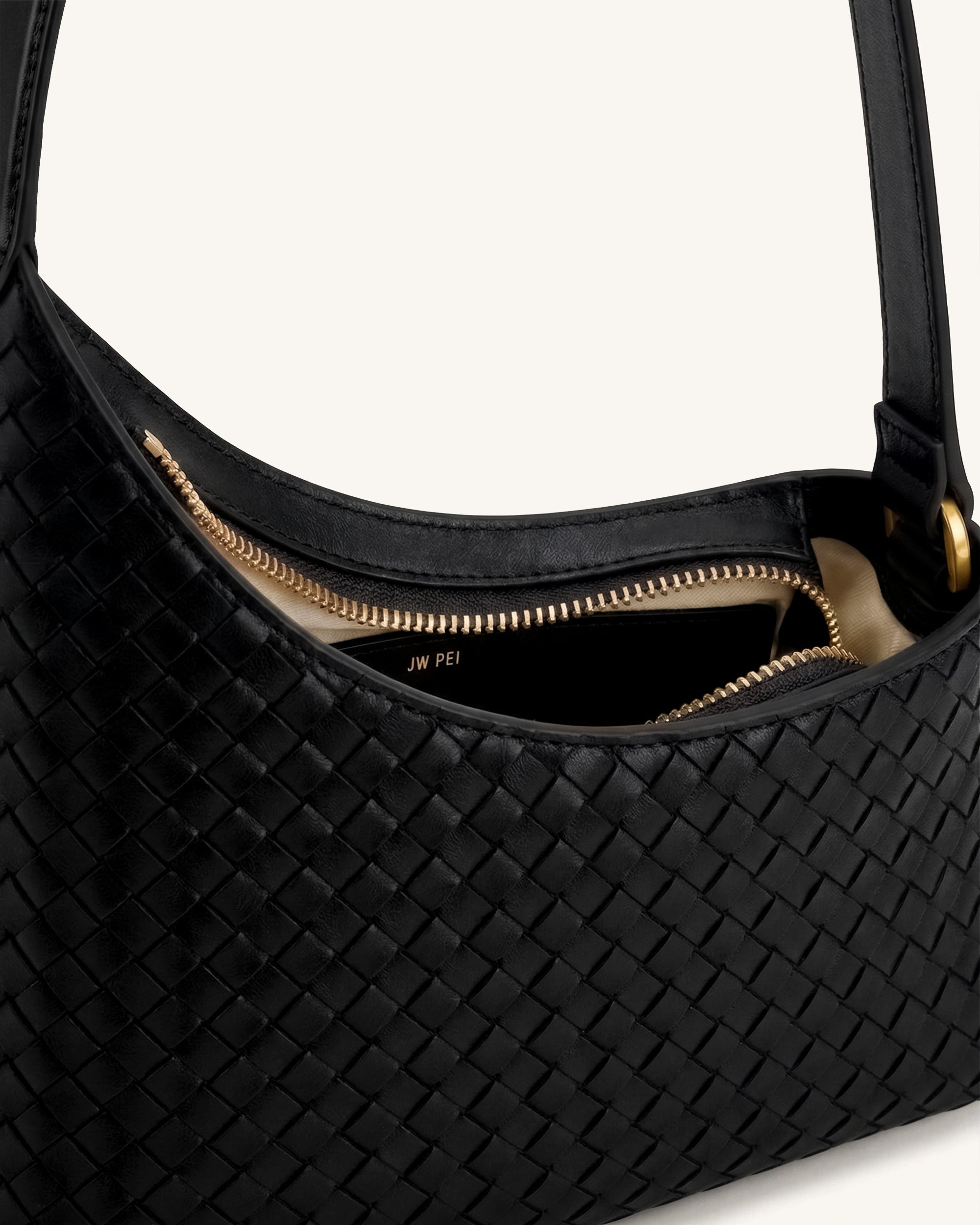 Lyra Woven Shoulder Bag - Black