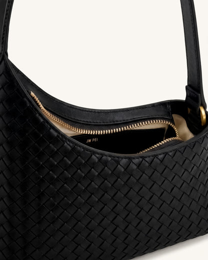 Lyra Woven Shoulder Bag - Black