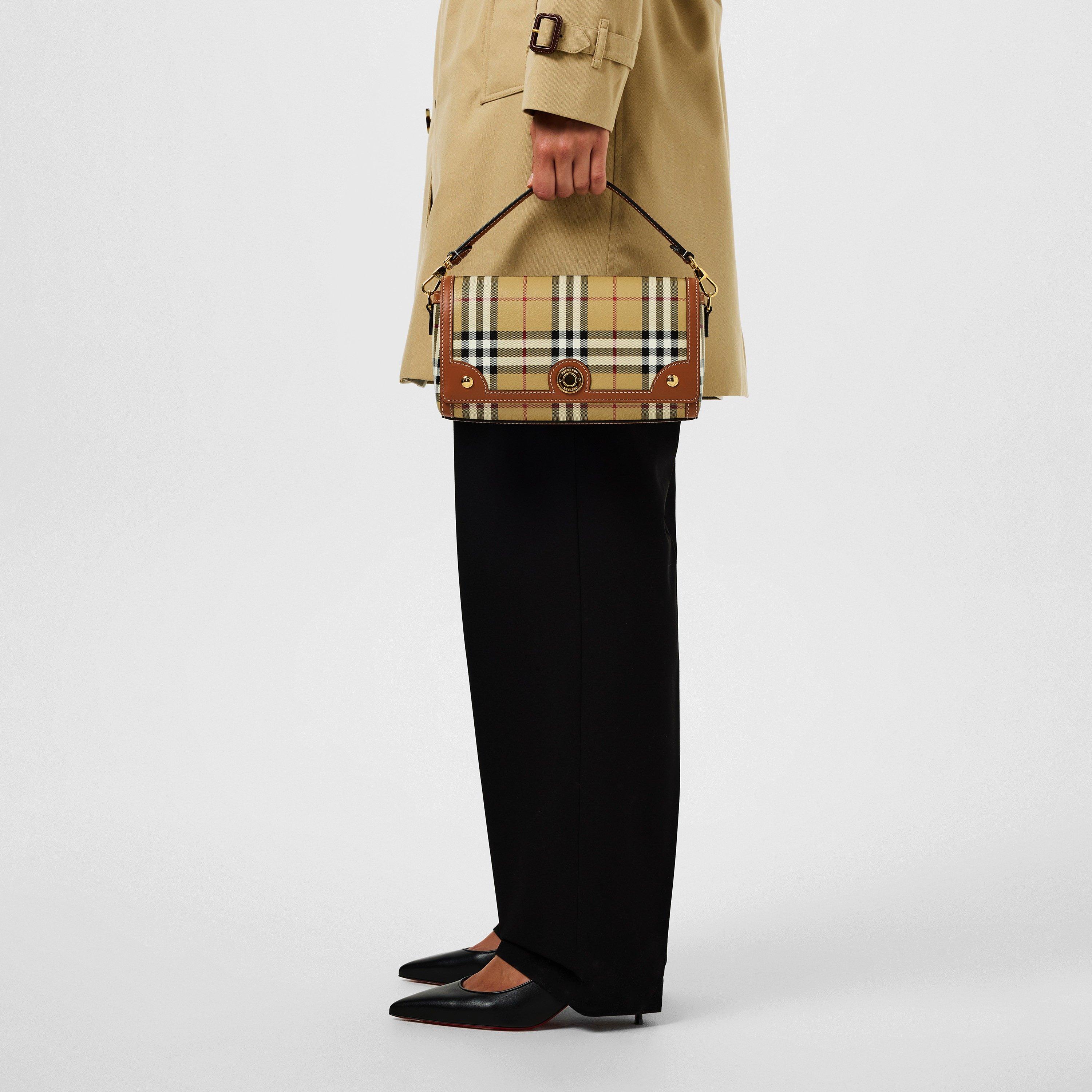 Check Cotton Top Handle Note Bag