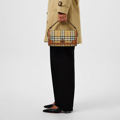 Check Cotton Top Handle Note Bag