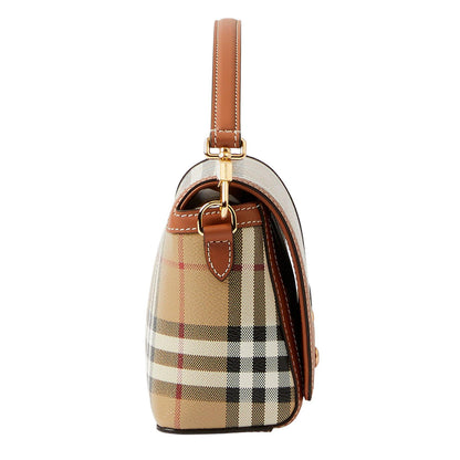 Check Cotton Top Handle Note Bag