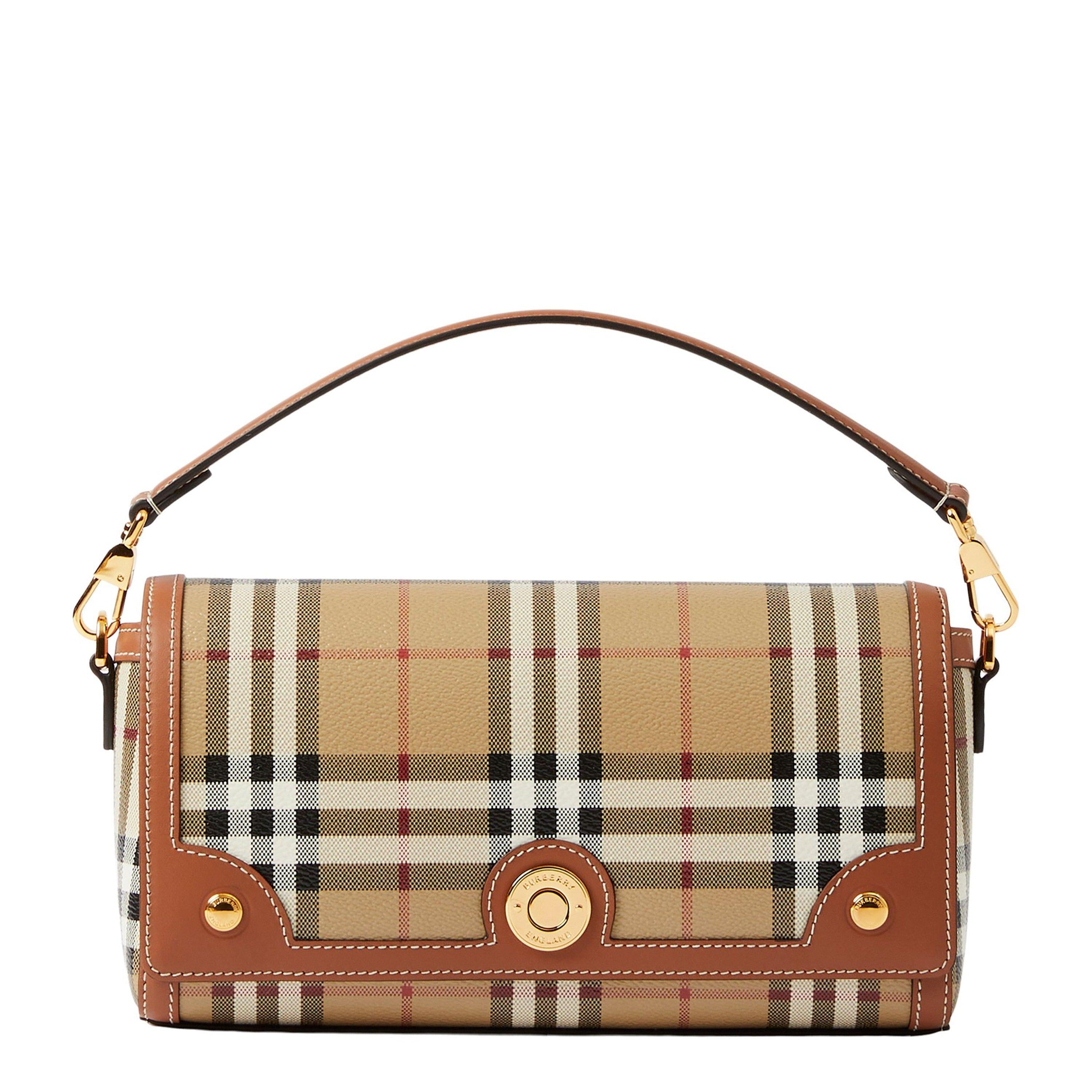Check Cotton Top Handle Note Bag
