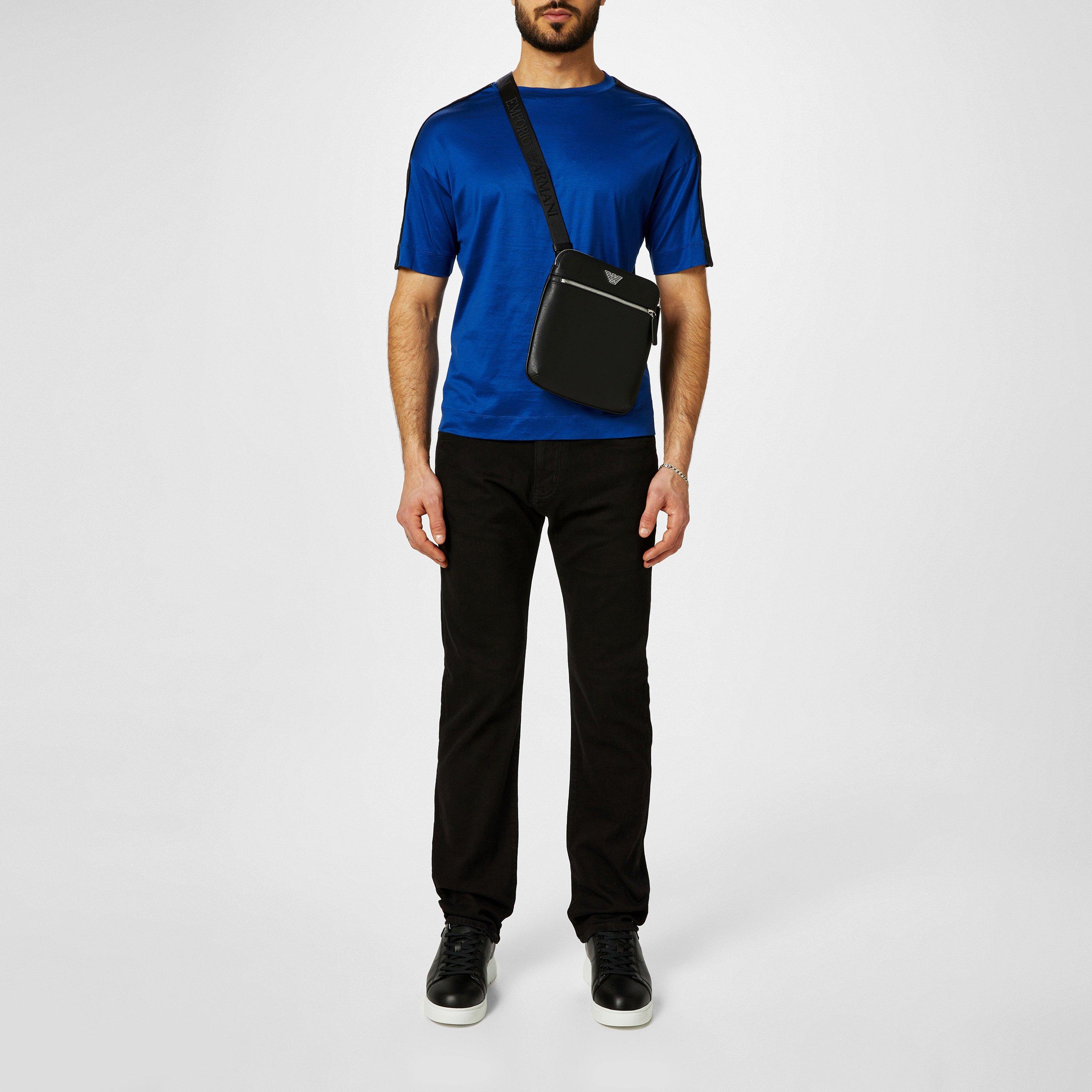 Regenerated Saffiano Leather Flat Shoulder Bag