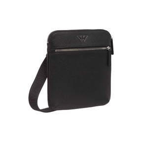 Regenerated Saffiano Leather Flat Shoulder Bag