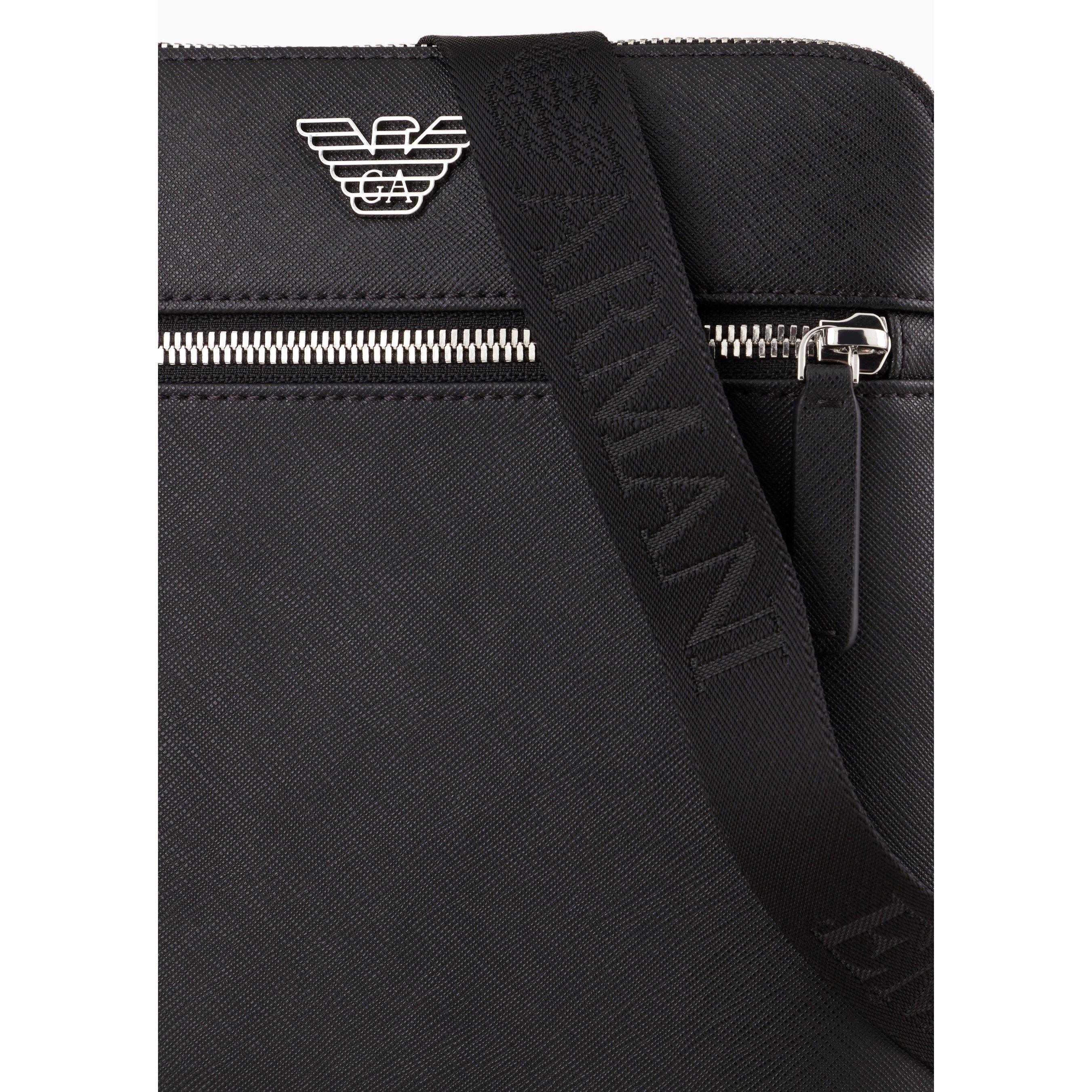 Regenerated Saffiano Leather Flat Shoulder Bag