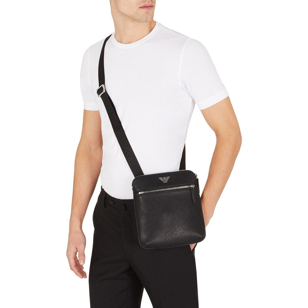 Regenerated Saffiano Leather Flat Shoulder Bag