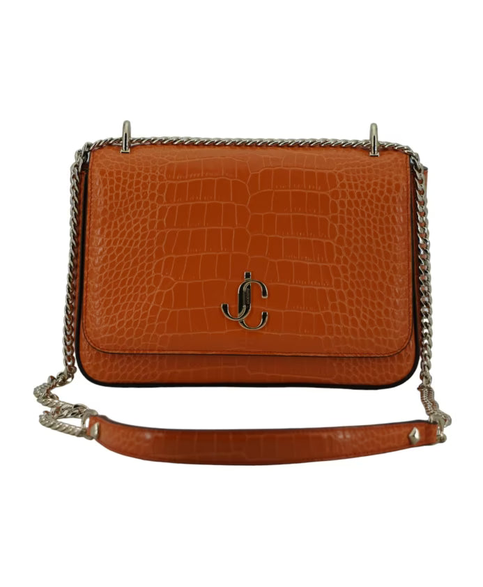 Croc Embossed Leather Shoulder Bag