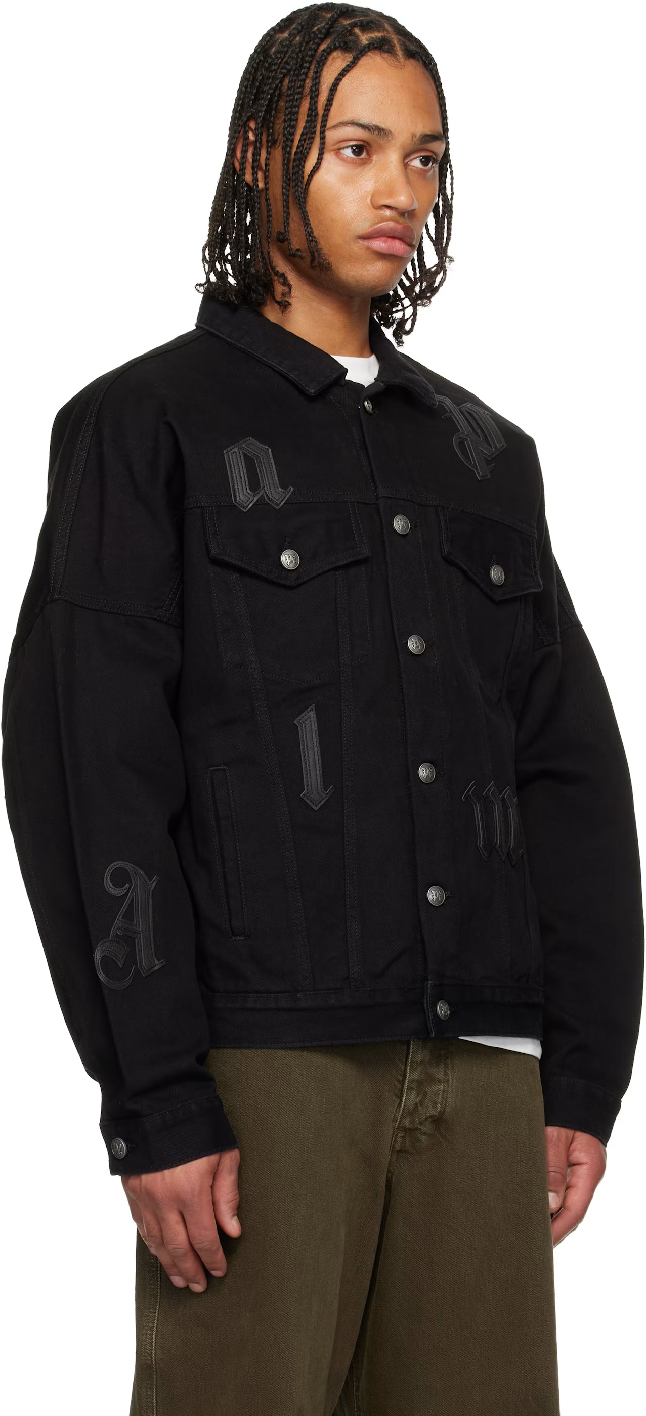 Black Gothic Logo Denim Jacket