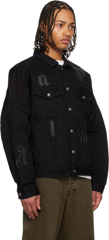 Black Gothic Logo Denim Jacket