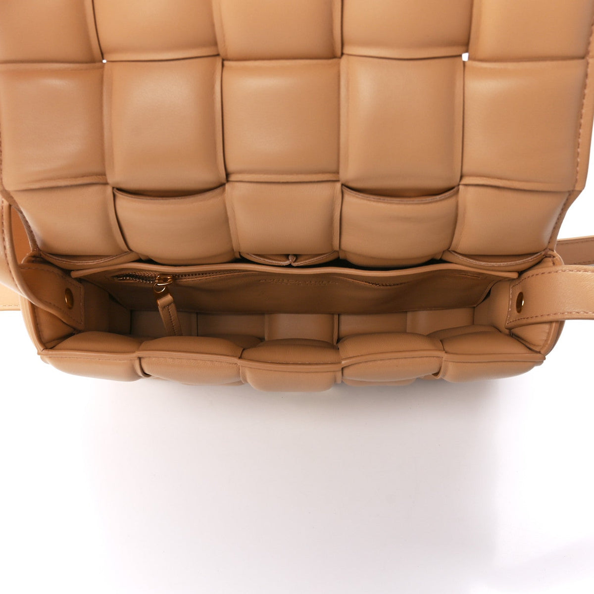 Nappa Maxi Intreccio Padded Cassette Crossbody Bag Almond