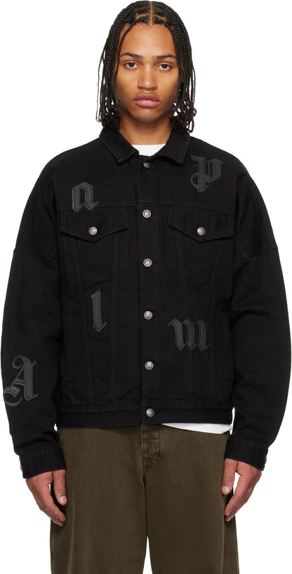 Black Gothic Logo Denim Jacket