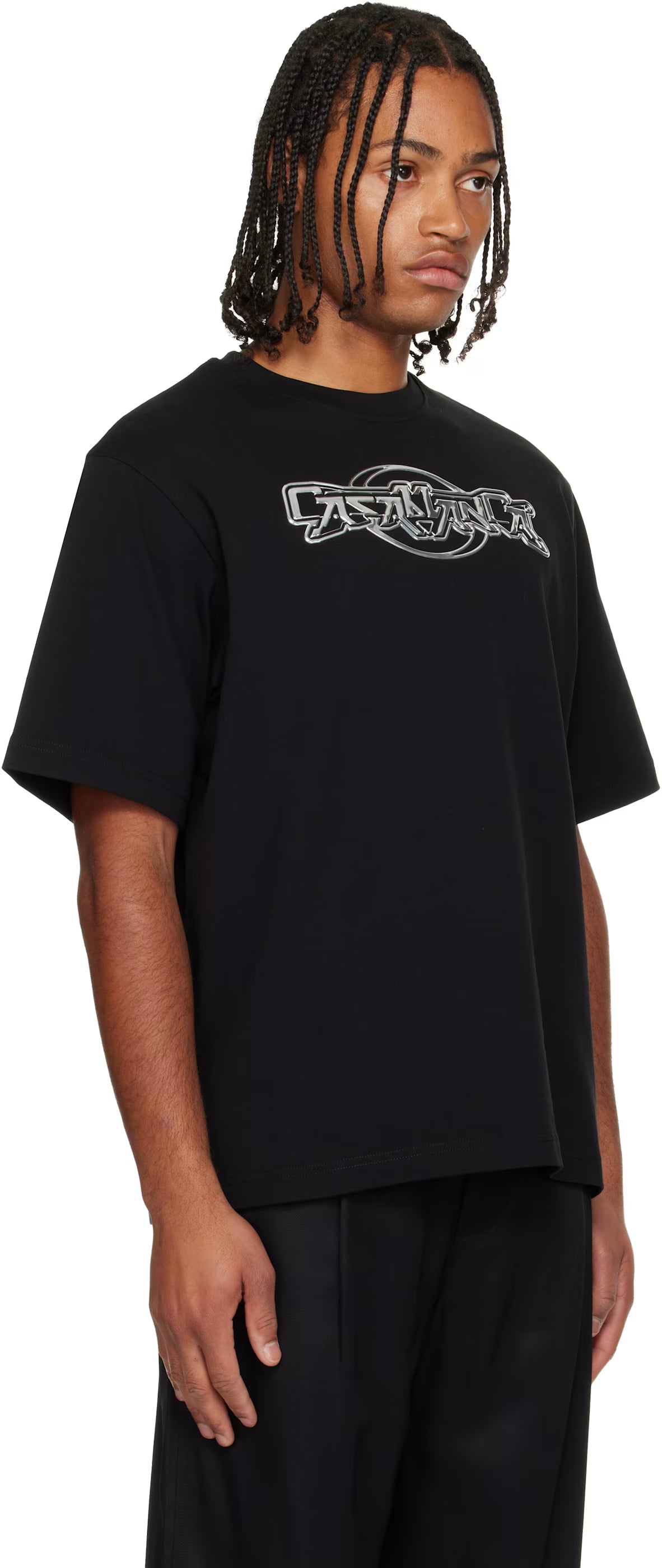 Black 'Casablanca' Chrome Oversized Short Sleeve T‑shirt