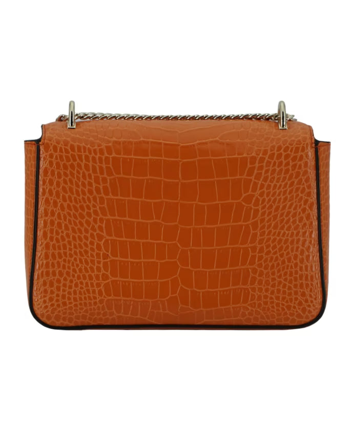 Croc Embossed Leather Shoulder Bag