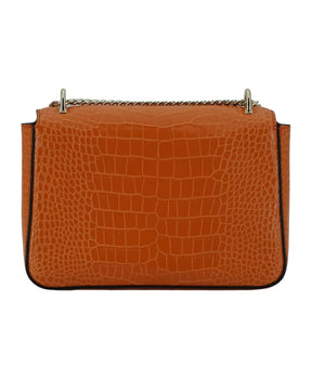 Croc Embossed Leather Shoulder Bag