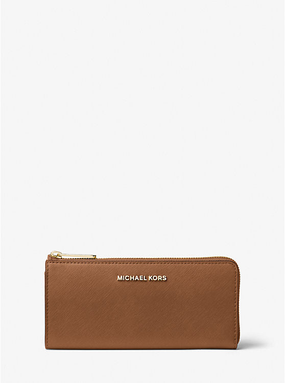 Jet Set Travel Large Saffiano Leather Quarter-Zip Wallet