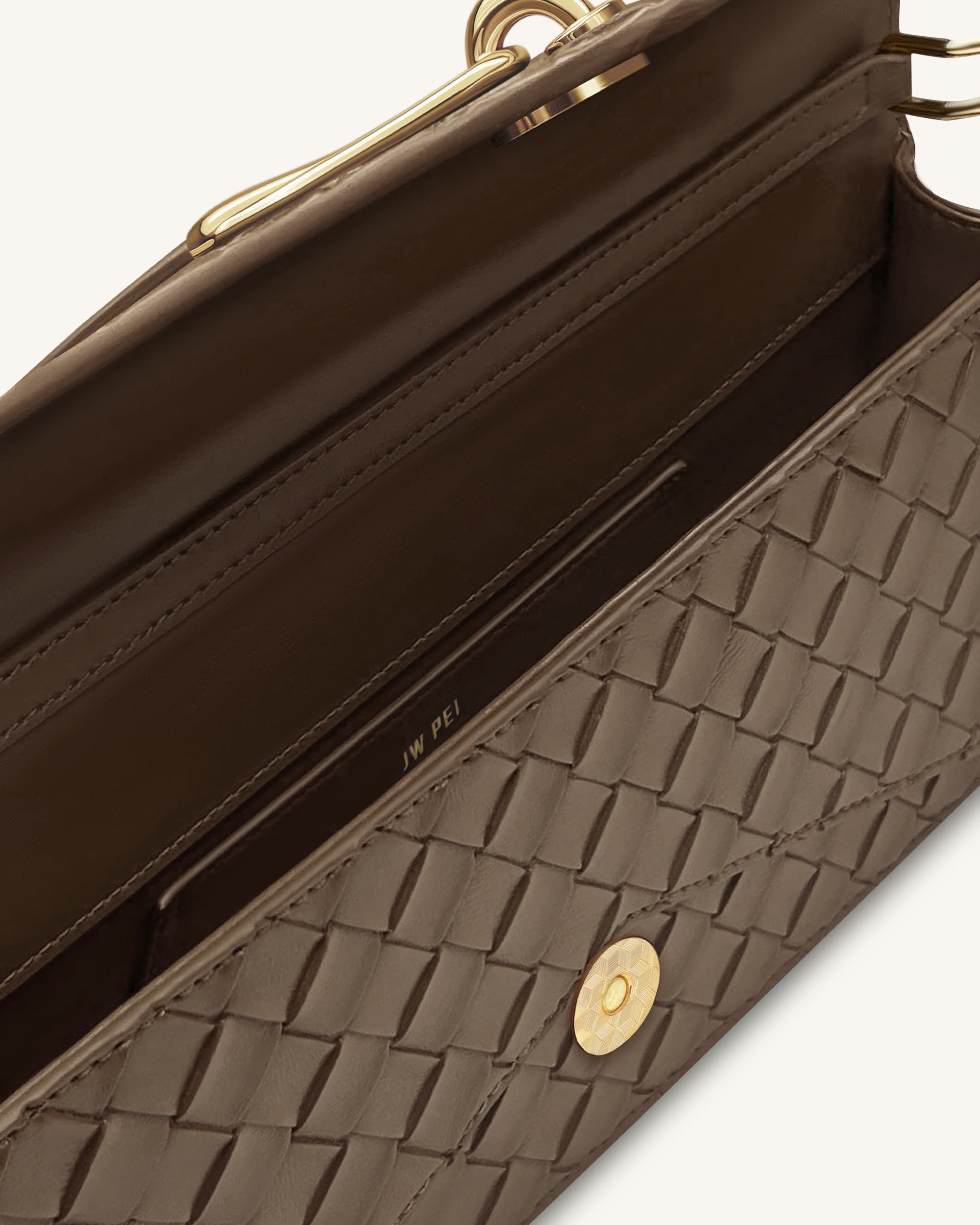Celeste Woven Textured Envelope Top Handle Bag - Dark Brown