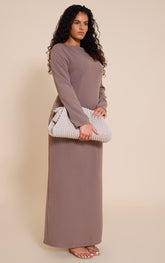 Plus Mushroom Tailored Boat Neck Maxi Dress