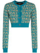 Versace Logo jacquard knit crop cardigan