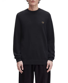 Fred Perry Black Sporty Cotton Crewneck Sweater