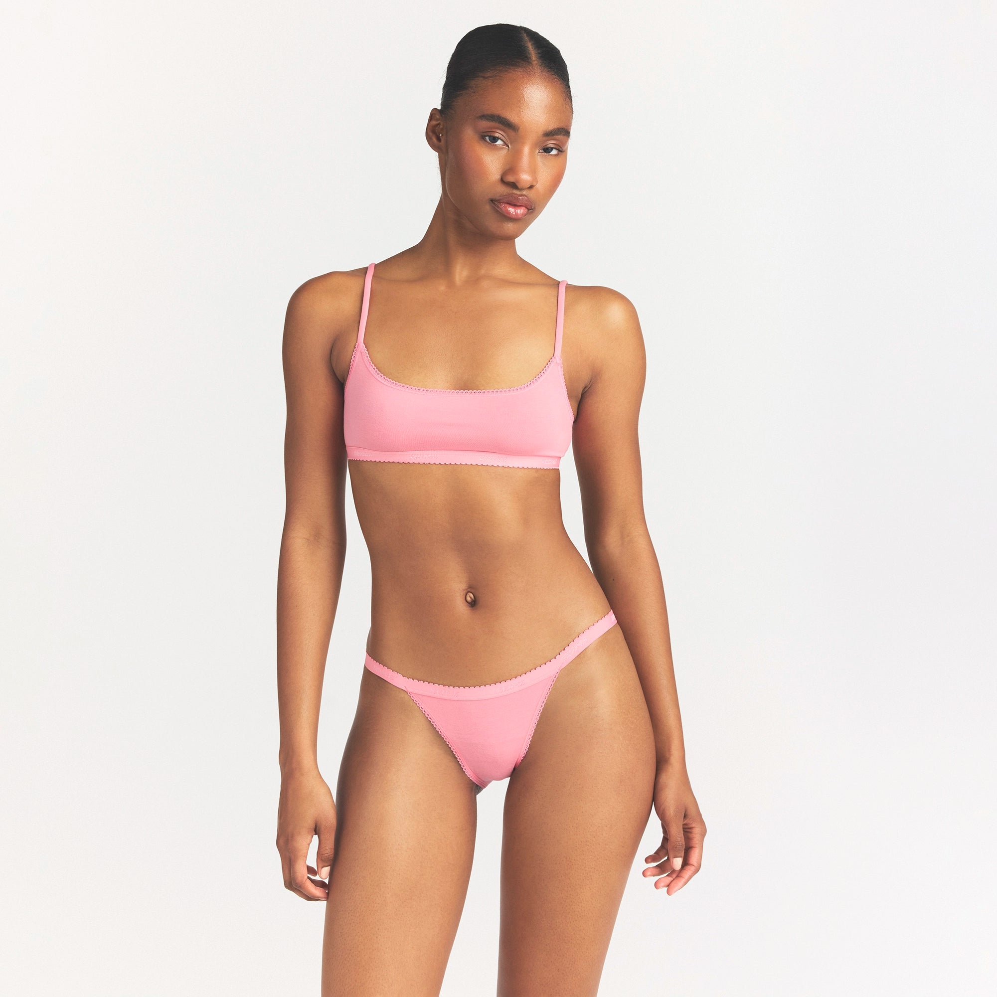 Lightweight Cotton Logo Picot String Bikini