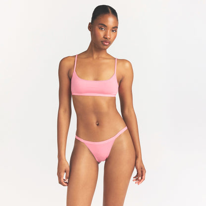 Lightweight Cotton Logo Picot String Bikini